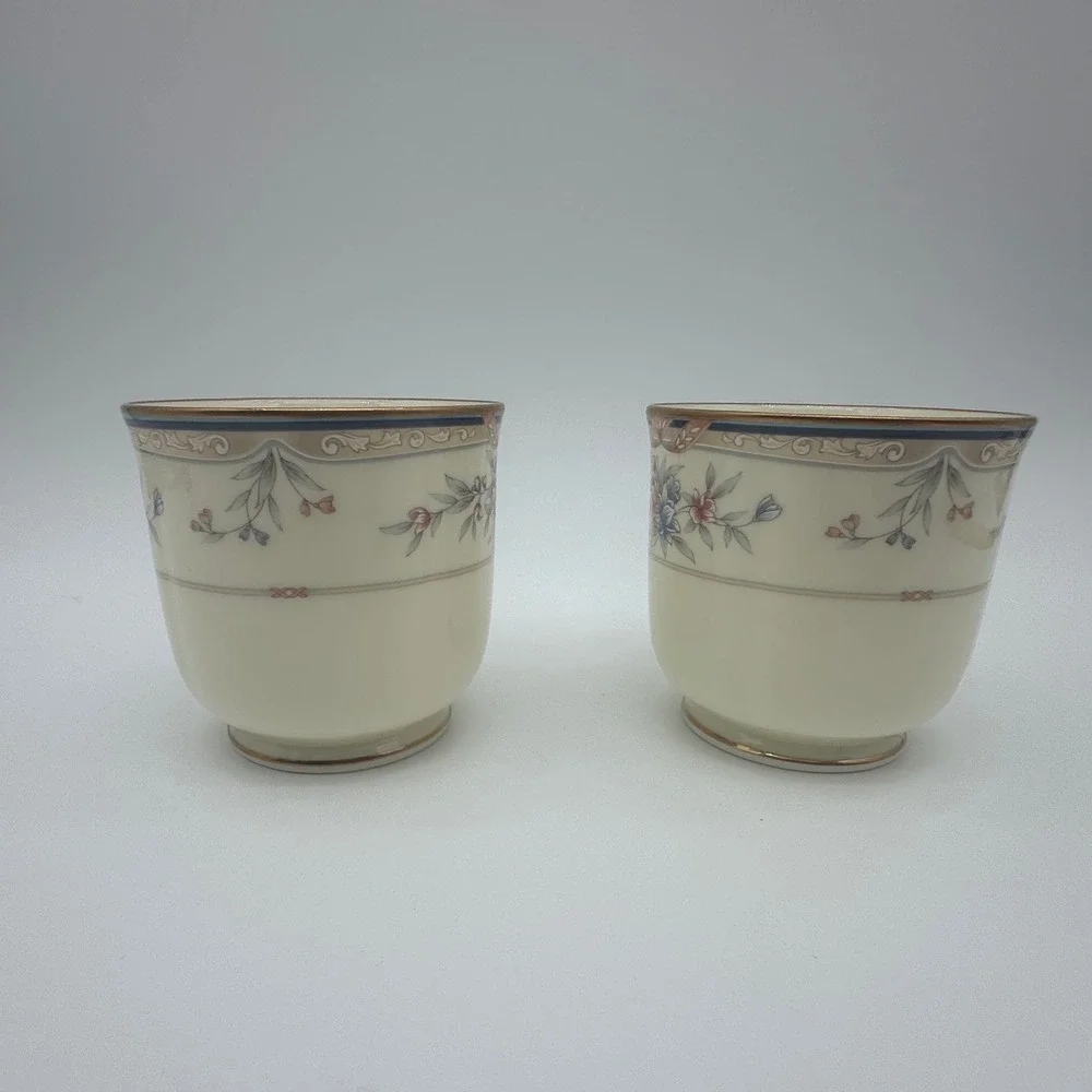 Noritake Lylewood Fine China Tea Cup and Saucer Set of 2 Floral Gold Trim 9760